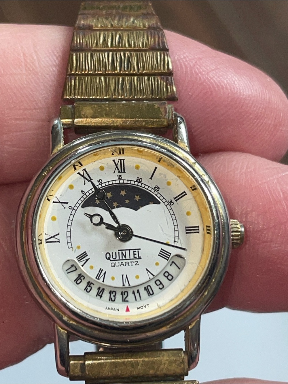 Intel Gold and White Moonphase Quartz Watch
